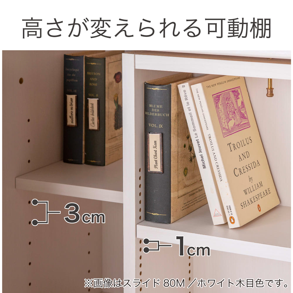 大容量・扉裏収納付きスライド本棚 NEWプラス スライド80H ハイ