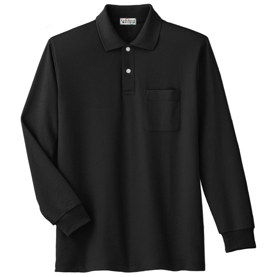 長袖ポロシャツ PS209N 上 ブラック | 【ミドリ安全】公式通販