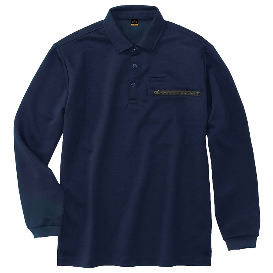スーパーヘビー長袖ポロシャツ 2051－1 ネービー | 【ミドリ安全