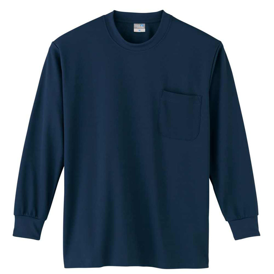 DRY 長袖Tシャツ P付 9013－1 ネービー SS～5L| 作業服