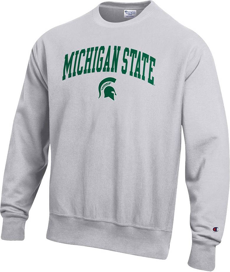 Champion Men's Michigan State Spartans Grey Reverse Weave Crew