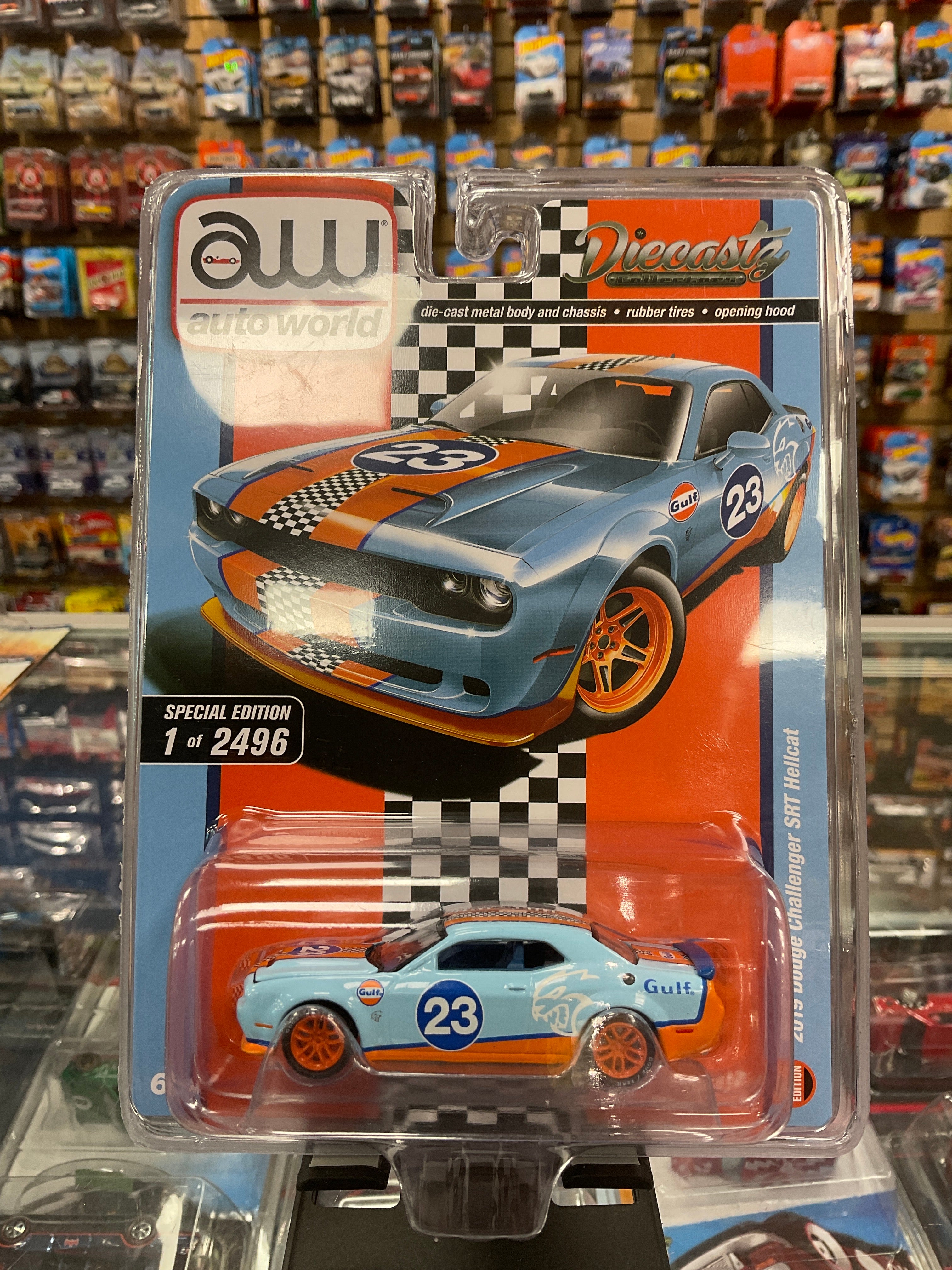 Autoworld DiecastZ Exclusive Gulf 2019 Dodge Challenger SRT