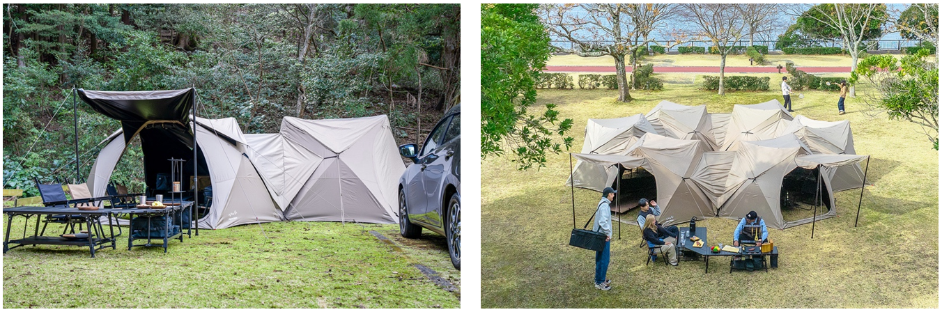 プレスリリース：設営1分。撤収1分。※1「100%完全遮光ヘキサ型キャンプ