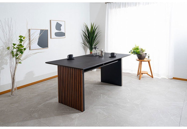 ダイニングテーブル 165×85cm 棚付き 収納 リビングテーブル