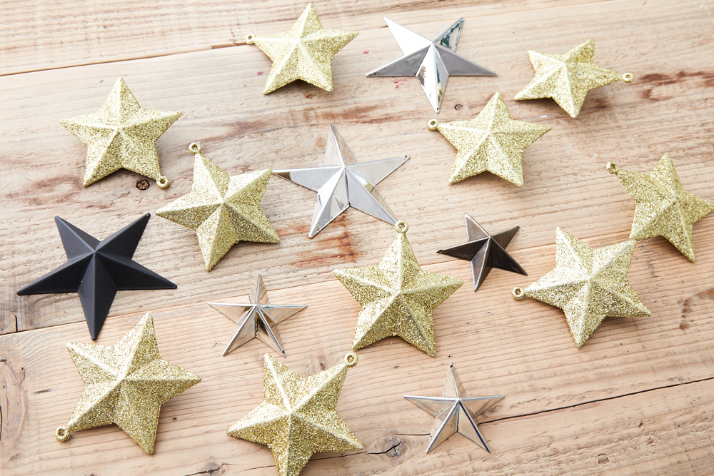 星型オーナメントセット（ゴールド立体,シルバー,ブロンズ,ブラック