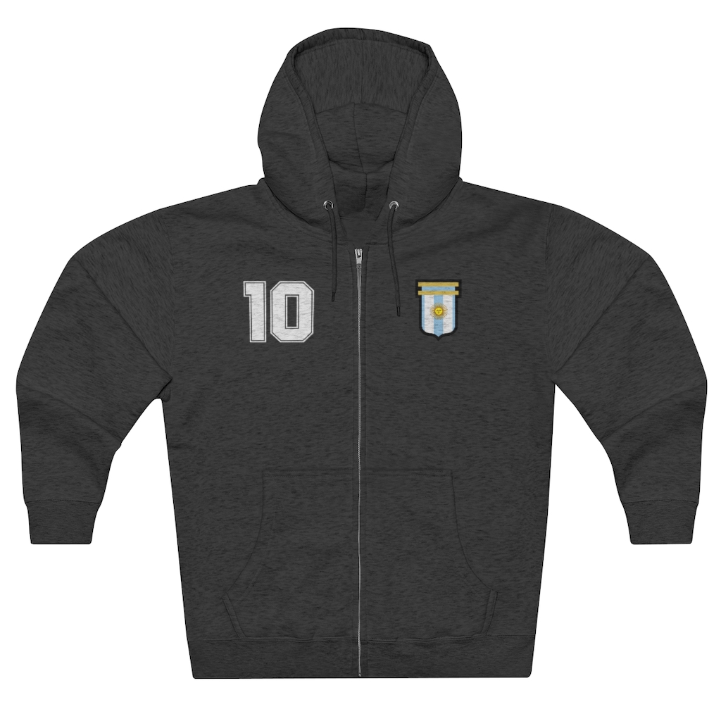 Retro 1986 Argentina Football Soccer Full Zip Hoodie - Dirt Pitch