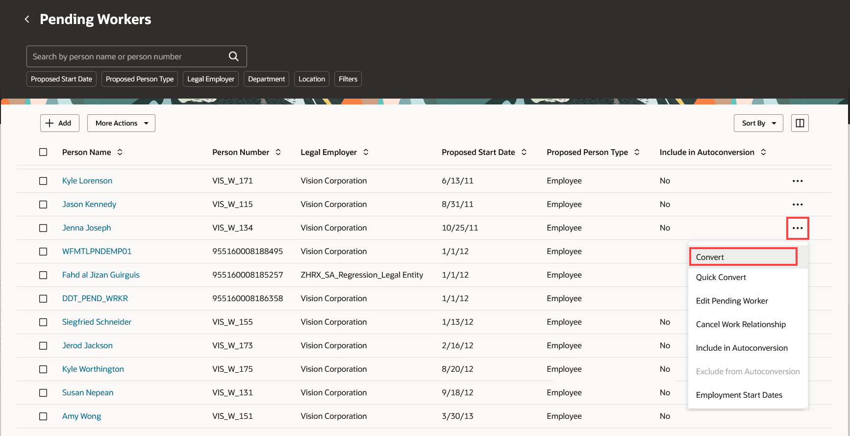 Redwood Experience for Convert Pending Workers