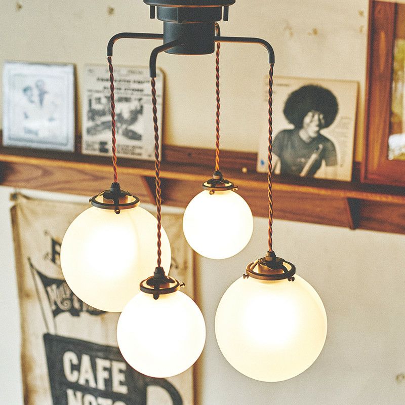 Orelia 4灯シーリングランプ【選べる3種類のガラスシェード