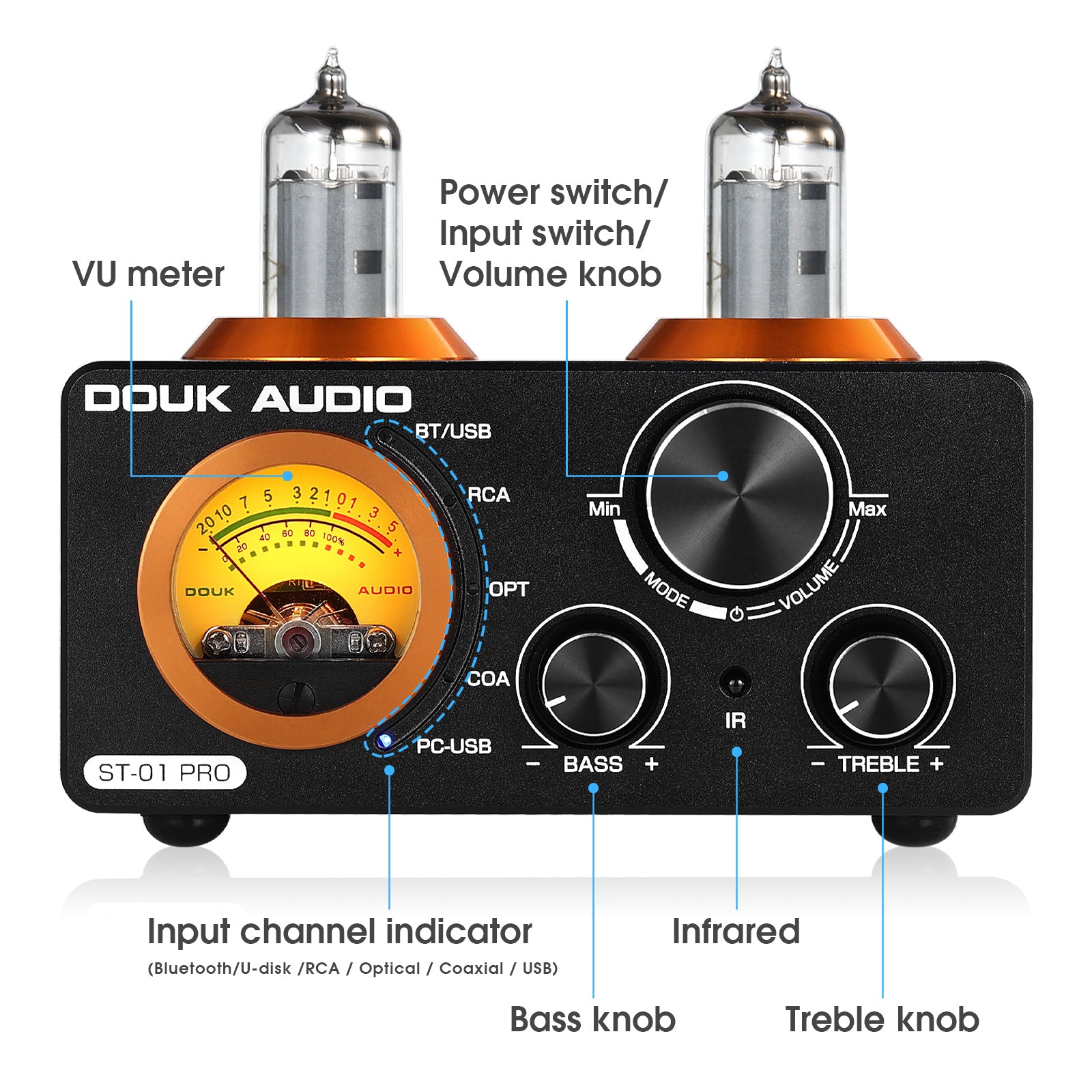 Douk Audio|ST-01 HiFi Bluetooth5.0|Tube Amplifier USB DAC COAX/OPT