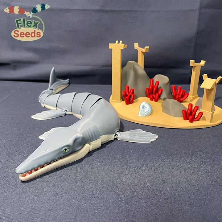 3D Printable Flexi Mosasaurus Set (Print-in-place) by 3D Flexseeds