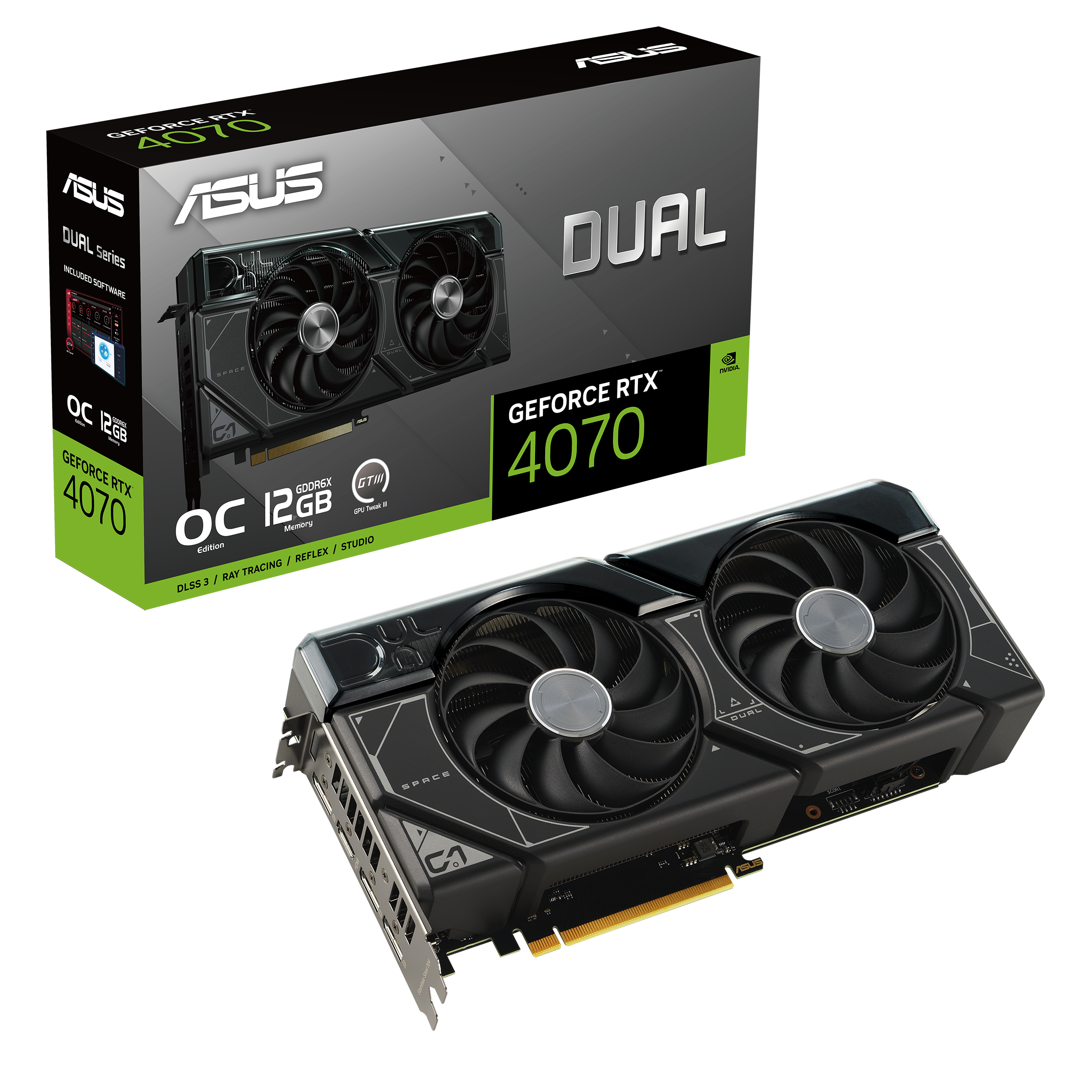 ASUS Dual GeForce RTX™ 4070 OC Edition 12GB GDDR6X | Videokaart