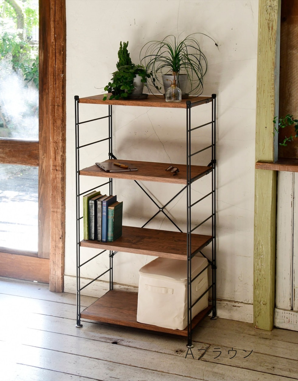 dショッピング |ラック 木製棚板 4段 MWS-12844 幅85.5 奥行41.5 高さ