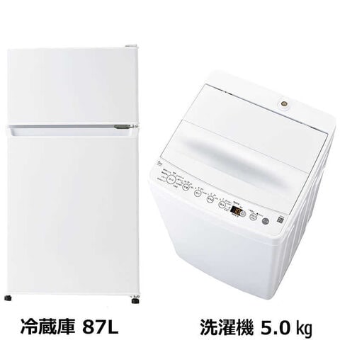 dショッピング | 新生活 家電セット 2点 ホワイト 冷蔵庫87L＋洗濯機
