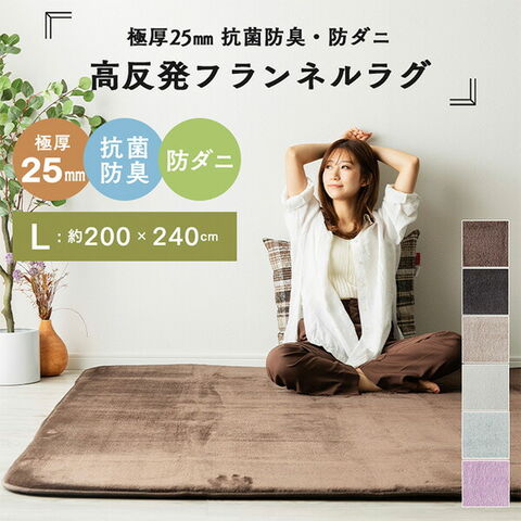 dショッピング |極厚 フランネル ラグ 抗菌 防臭 防ダニ 3畳 200×240cm