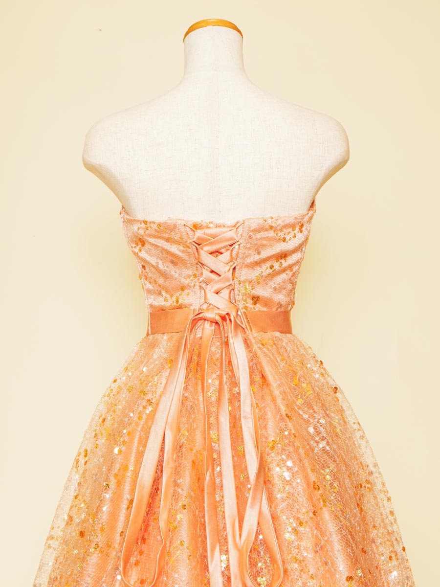 華やかさ満点のビタミンオレンジカラーの総スパンコールのキラキラ