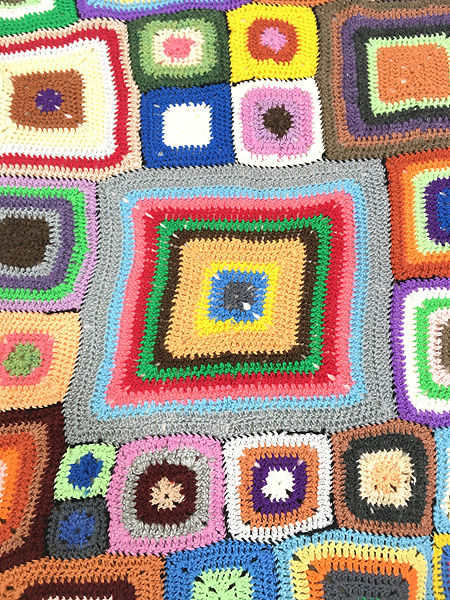 雑貨 古着 70s カラフル マルチ スクエア クロシェ ニット