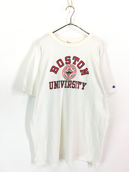 古着 80s USA製 Champion 「BOSTON」 3段 カレッジ 染込み プリント T