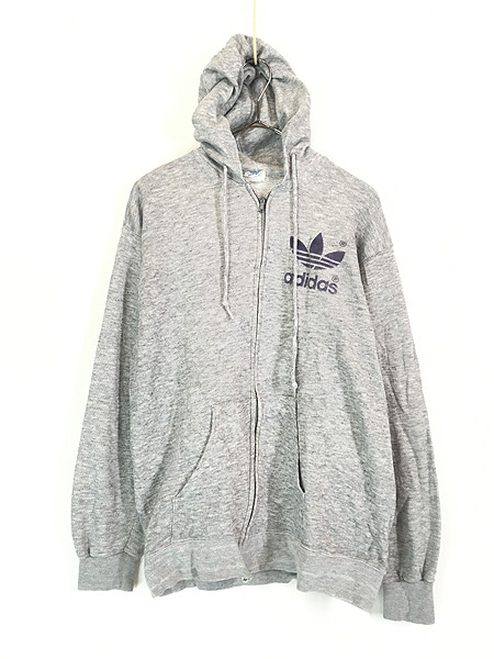 古着 80s USA製 adidas トレフォイル フロッキー プリント スウェット