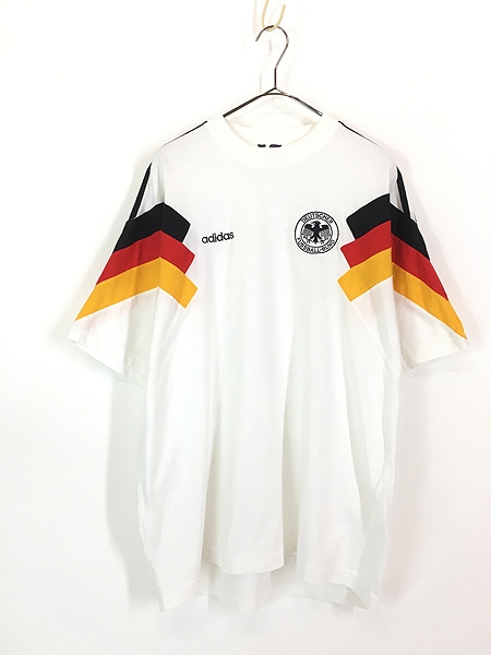 古着 90s adidas サッカー ドイツ代表 刺しゅう Tシャツ L 古着 - 古着