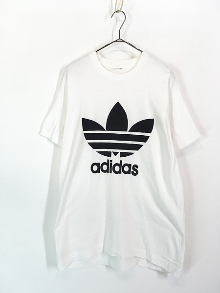 古着 90s adidas BIG トレフォイル Tシャツ 白 L位 古着【30off