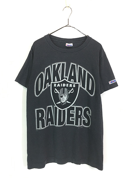 古着 90s USA製 NFL Oakland Raiders レイダース BIG ロゴ ボーダー T