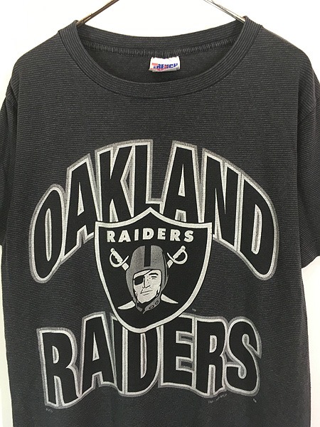 古着 90s USA製 NFL Oakland Raiders レイダース BIG ロゴ ボーダー T