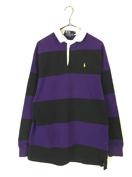 古着 90s USA製 Polo Ralph Lauren 紫×黒 ボーダー ラガー ラグビー