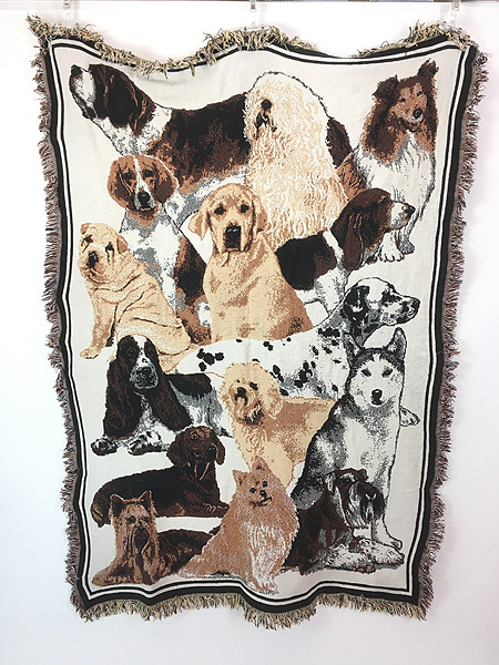 雑貨 古着 USA製 犬 わんちゃん アニマル ゴブラン ラグ マット