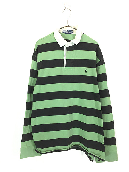 希少】POLO RALPH LAUREN＊ワイドボーダー＊ラガーシャツ＊XL