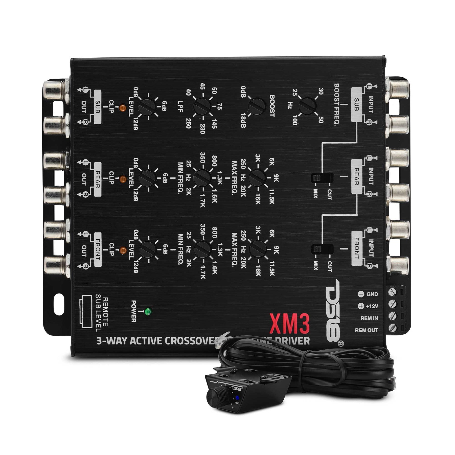 DS18 XM3 3-Way Active Crossover with Sub-Level Control. 3-way
