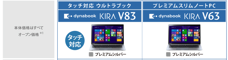 タッチ対応ウルトラブック/プレミアムスリムノートPC dynabook KIRA