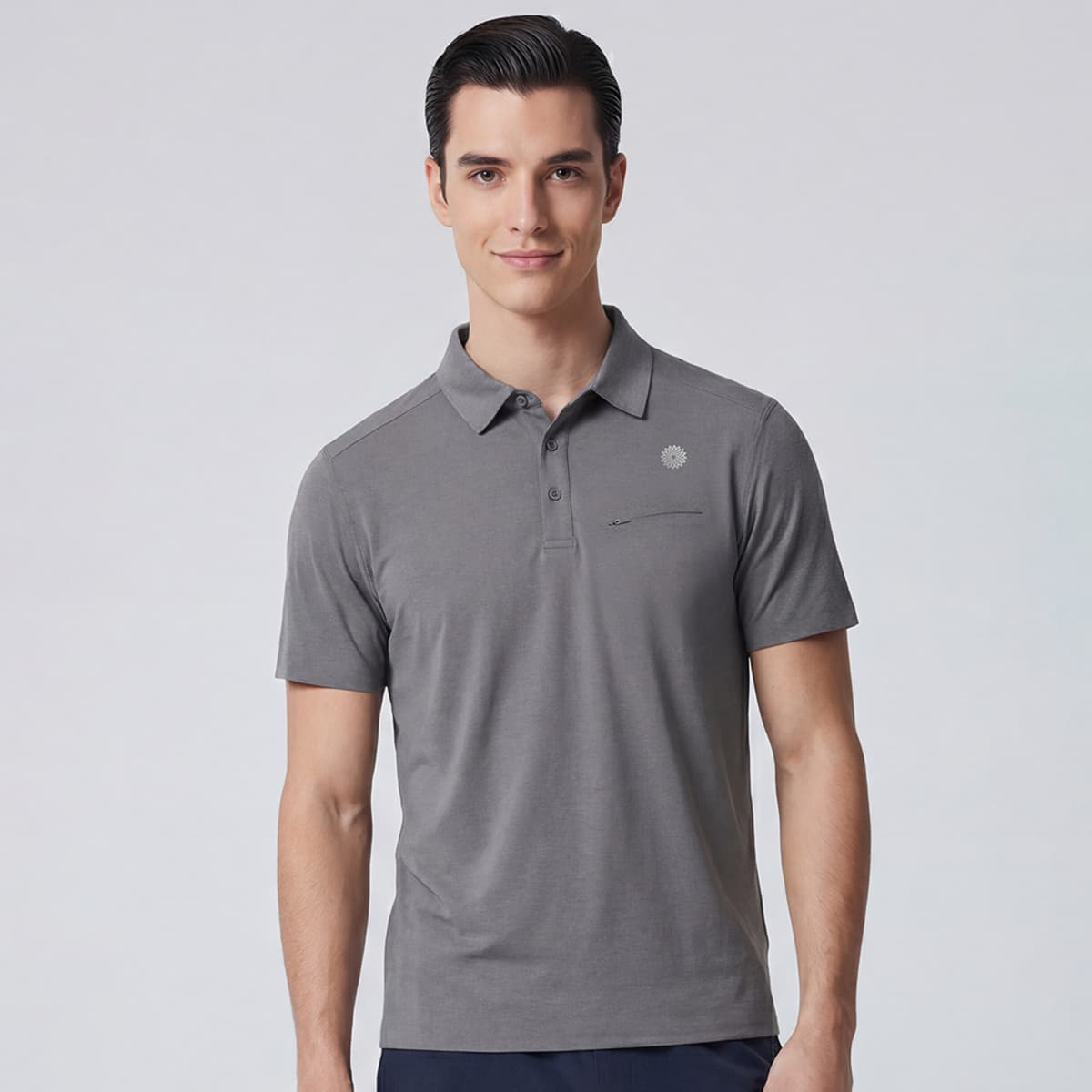 メンズソフトドライポロシャツ／ダークグレー |イージーヨガ通販