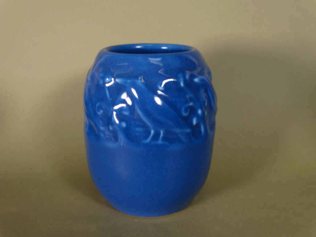 Rookwood #2174 Embossed Rook Motif Vase in Cobalt 1915 CA2501