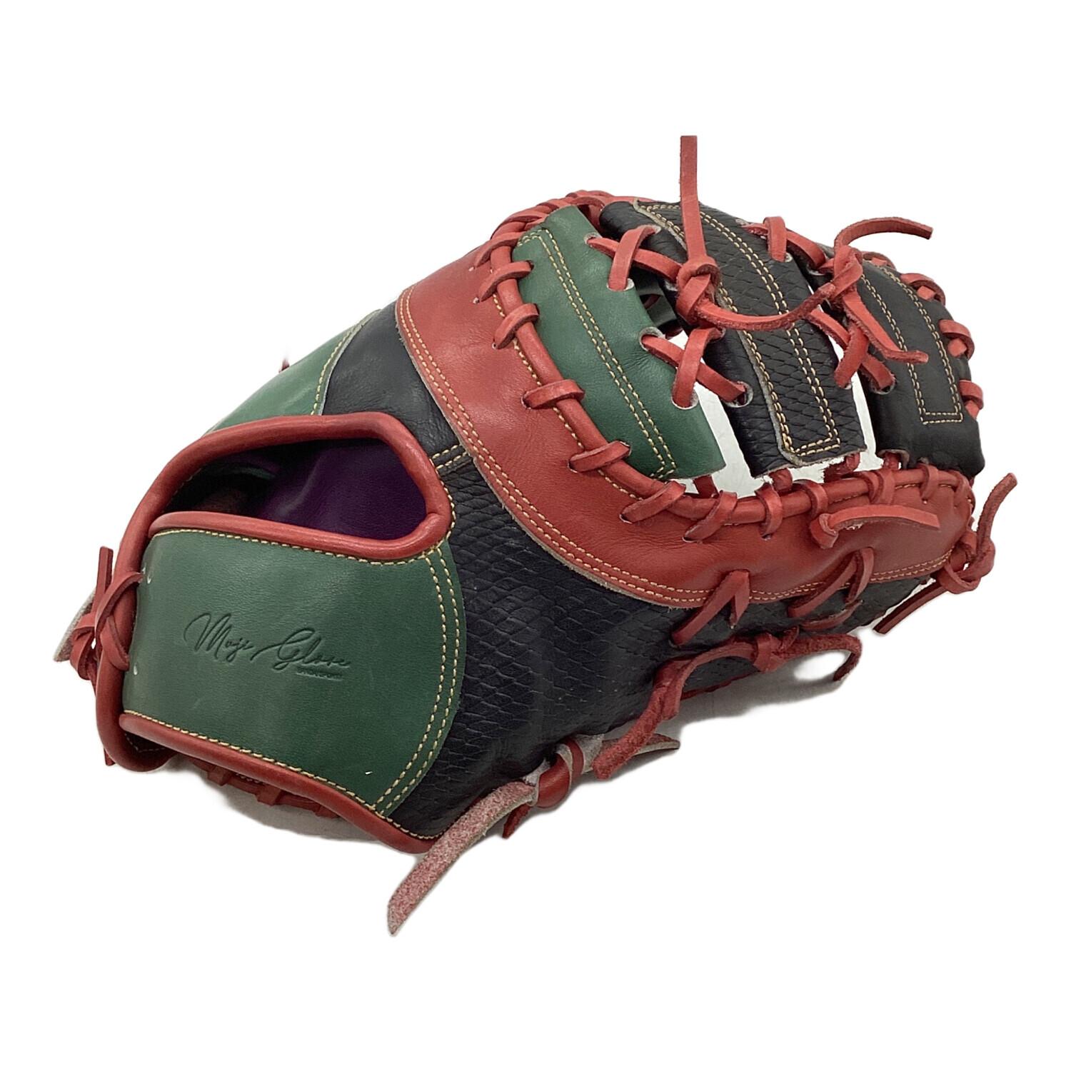 MUJI GLOVE 軟式グローブ グリーン×レッド×ブラック ファーストミット