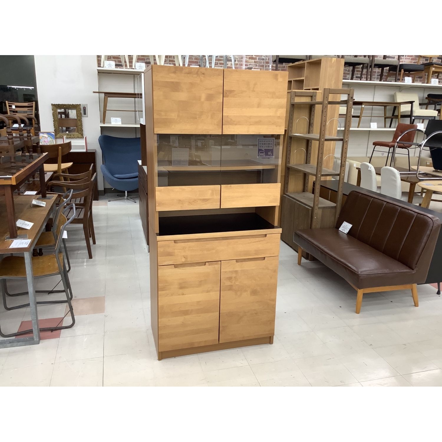 UNICO (ウニコ) 食器棚 ブラウン 2枚扉 アルダー材 WYTHE cupboard