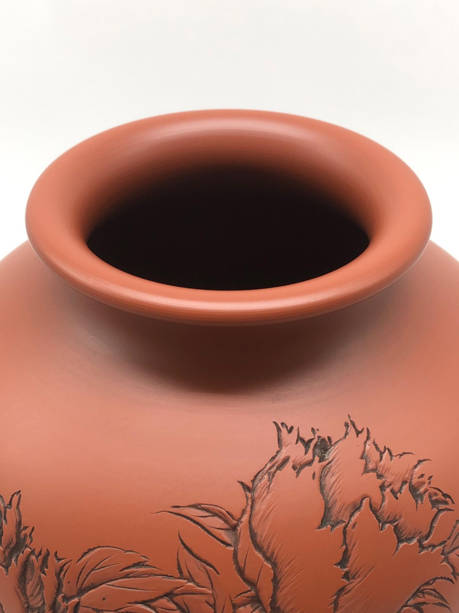 日本常滑 雲龍紋朱泥花瓶 名工細密 古道具時代物 美術品 古董品 日本