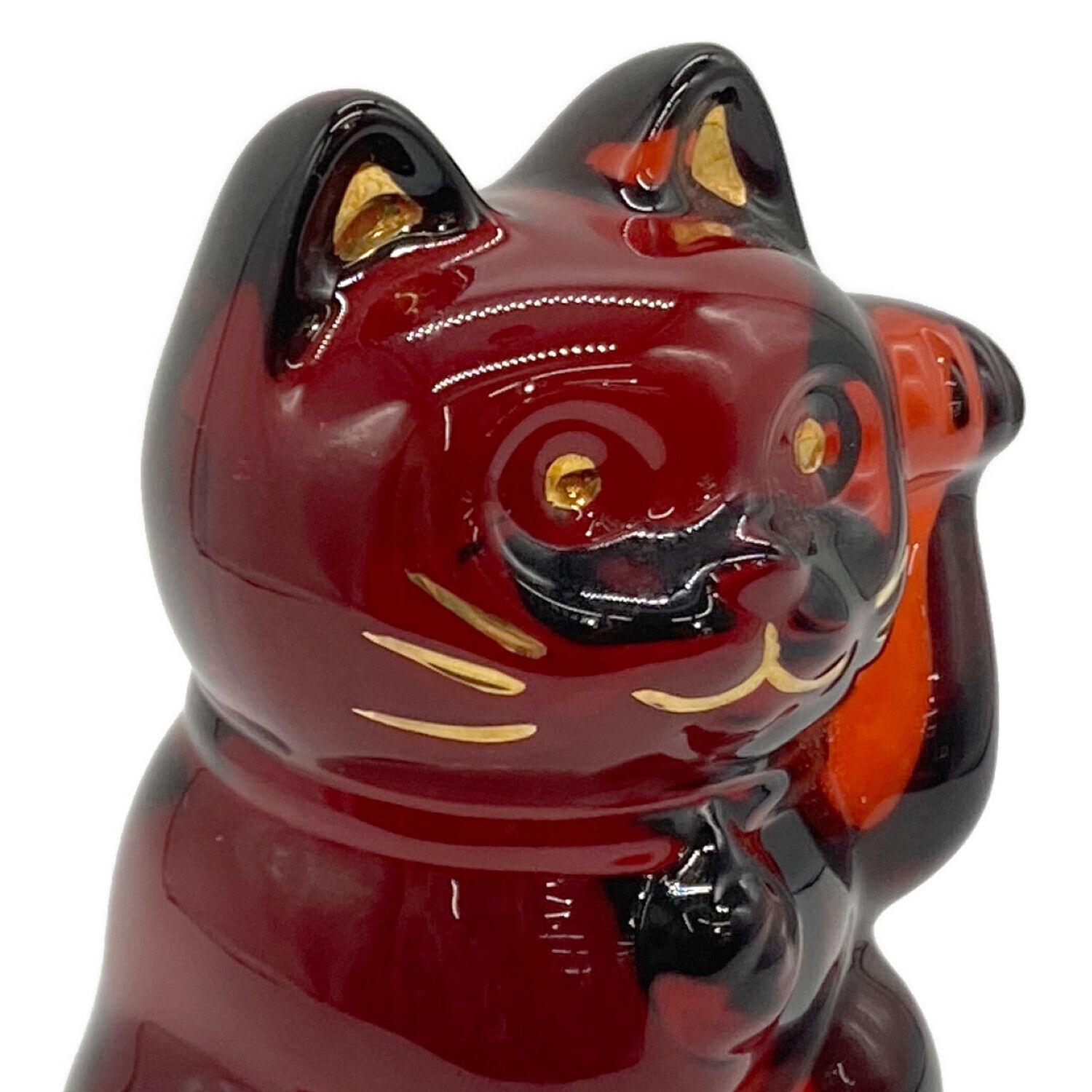 ✨極美品✨Baccarat バカラ 招き猫 レッド×ブラック クリスタル 置物