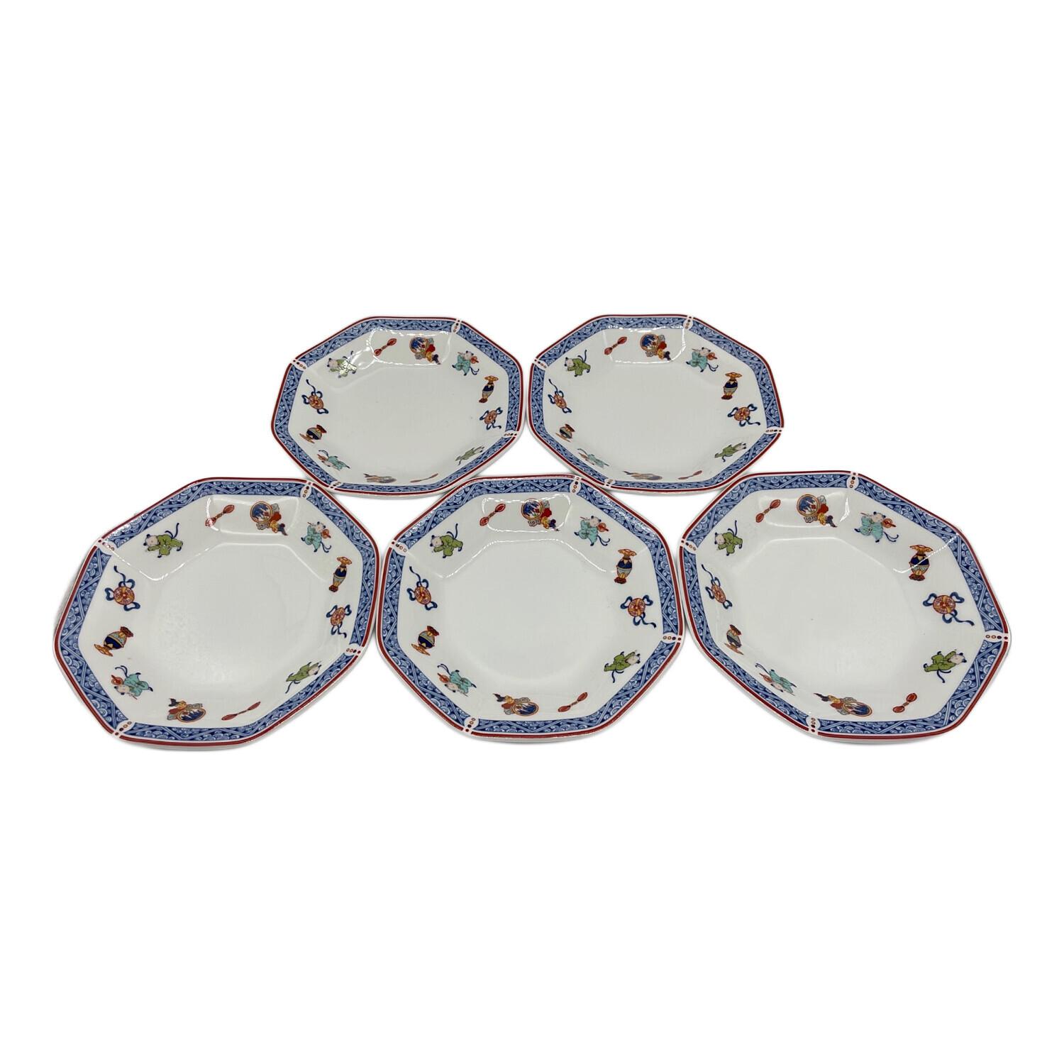 NARUMI (ナルミ) 八角皿＆レンゲ チャーハン皿 唐子 5Pセット