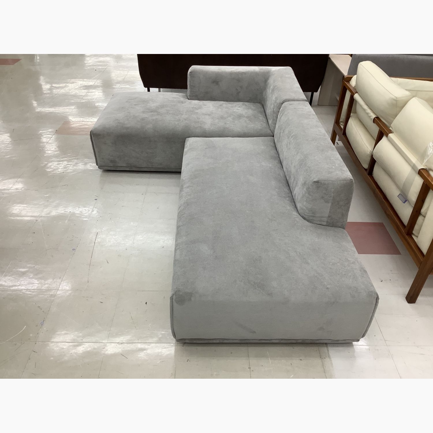 Franc franc (フランフラン) カウチソファー グレー 布 メーネ