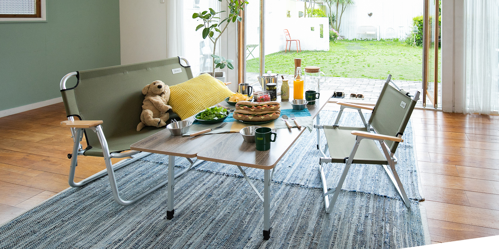 キャンプ道具 折りたたみテーブル3段 オリーブグリーン コールマン