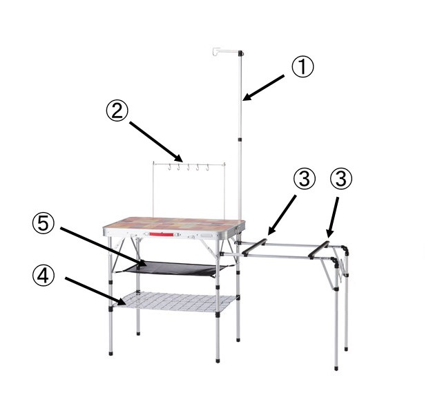 オールインワンキッチンテーブル用ランタンハンガーポール（トップ
