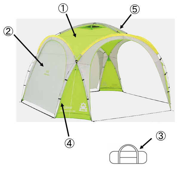 ドームシェルター/360サイドウォール付 用リッジポール（1本入り）の