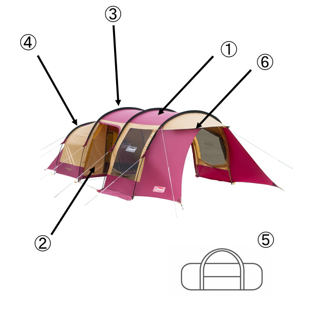 トンネル2ルームハウス/LDX(バーガンディ)用インナーテントの通販