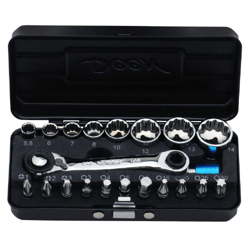 DEEN 1/4SQビット&6角ソケットラチェットセット DNCRBS21