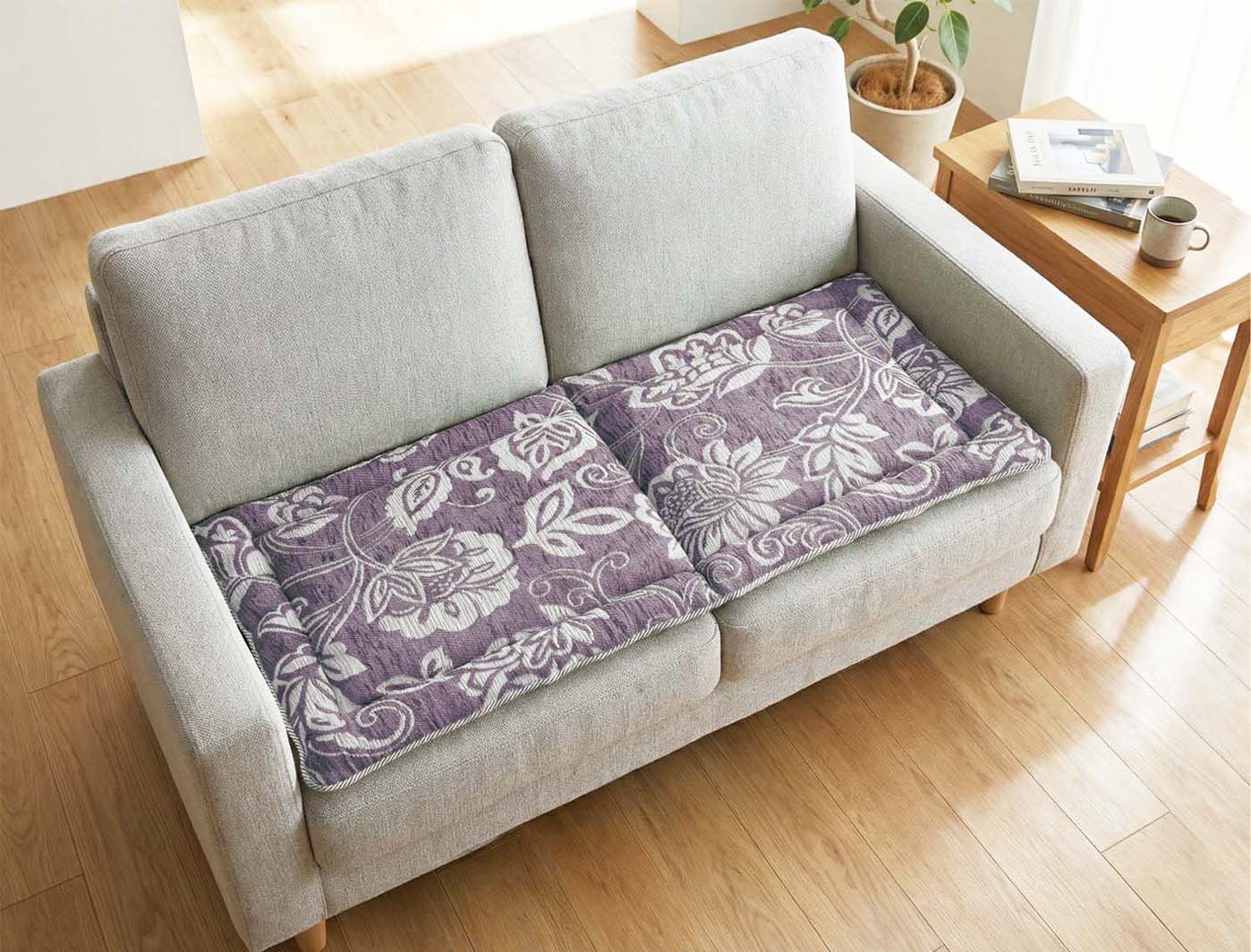 イタリア製シートクッション 48×100cm リカモ（ラベンダー