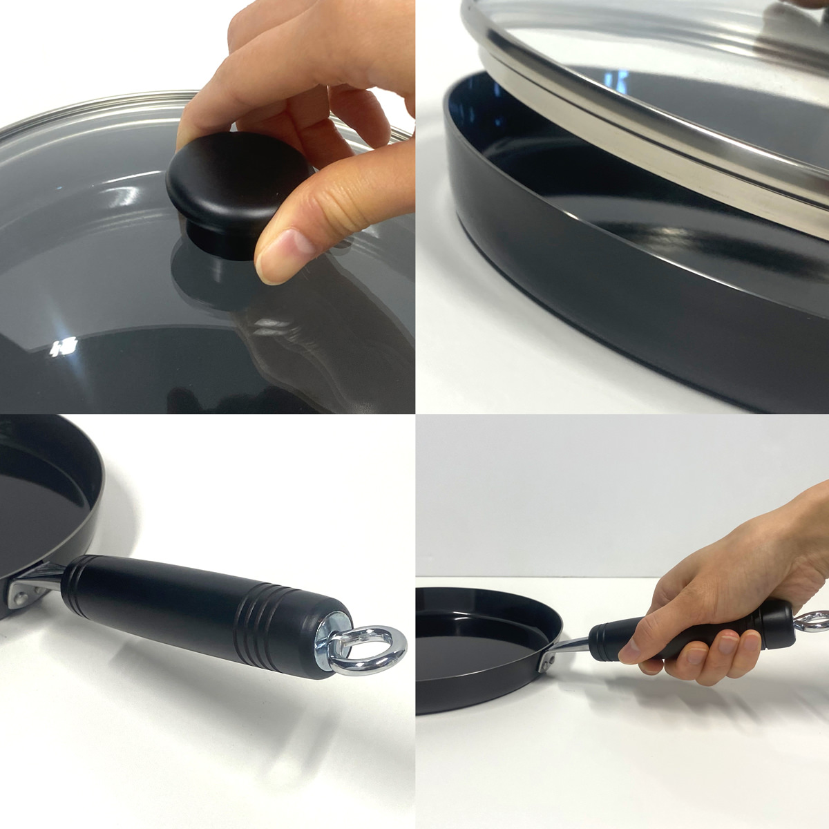 目玉焼きがおいしく焼ける 鉄のフライパン ガラス蓋付き 〔サイズ：約