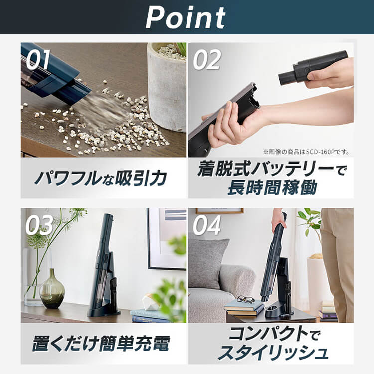 ハンディクリーナー 充電式 着脱式バッテリー HCD-A2-A ネイビー