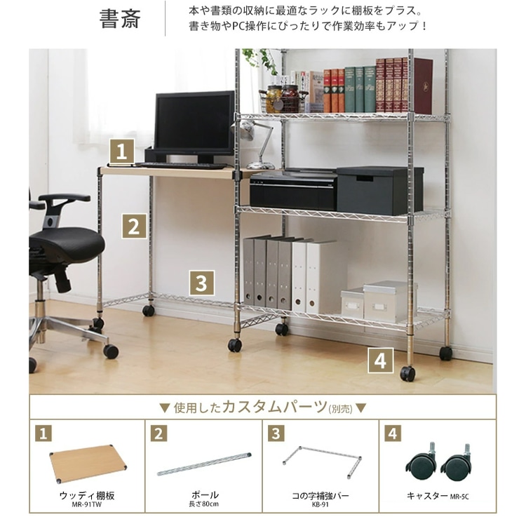 幅91cm]メタルシェルフ SE-918E キャスターあり [新生活買い回りB]