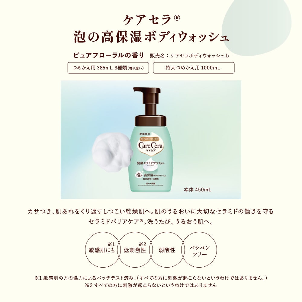 ケアセラ 泡の高保湿ボディウォッシュ 450mL: サンドラッグ｜JAL Mall