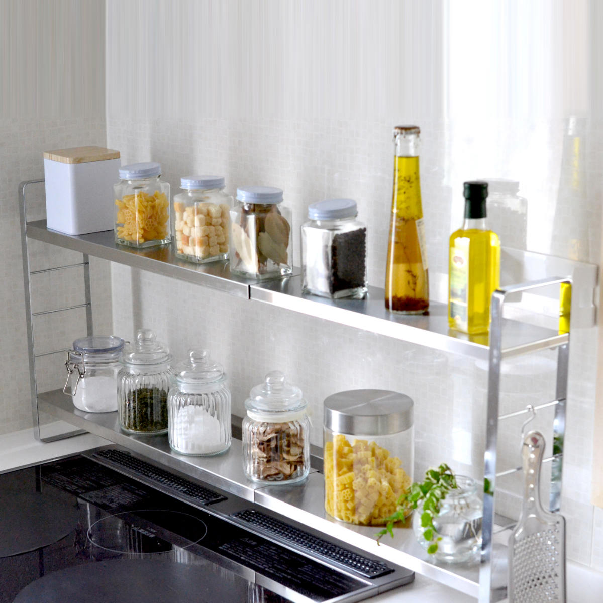 調味料ラック 伸縮スリムラック 幅52～91cm フック付き bws SELECTION